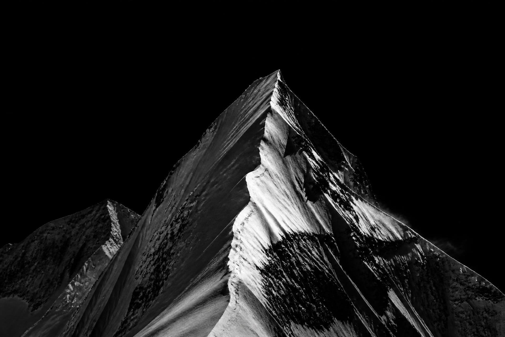 High contrast monochrome alpine ridge
